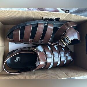 jf j.ferrar Men's Leather Brown Sandals -NEW